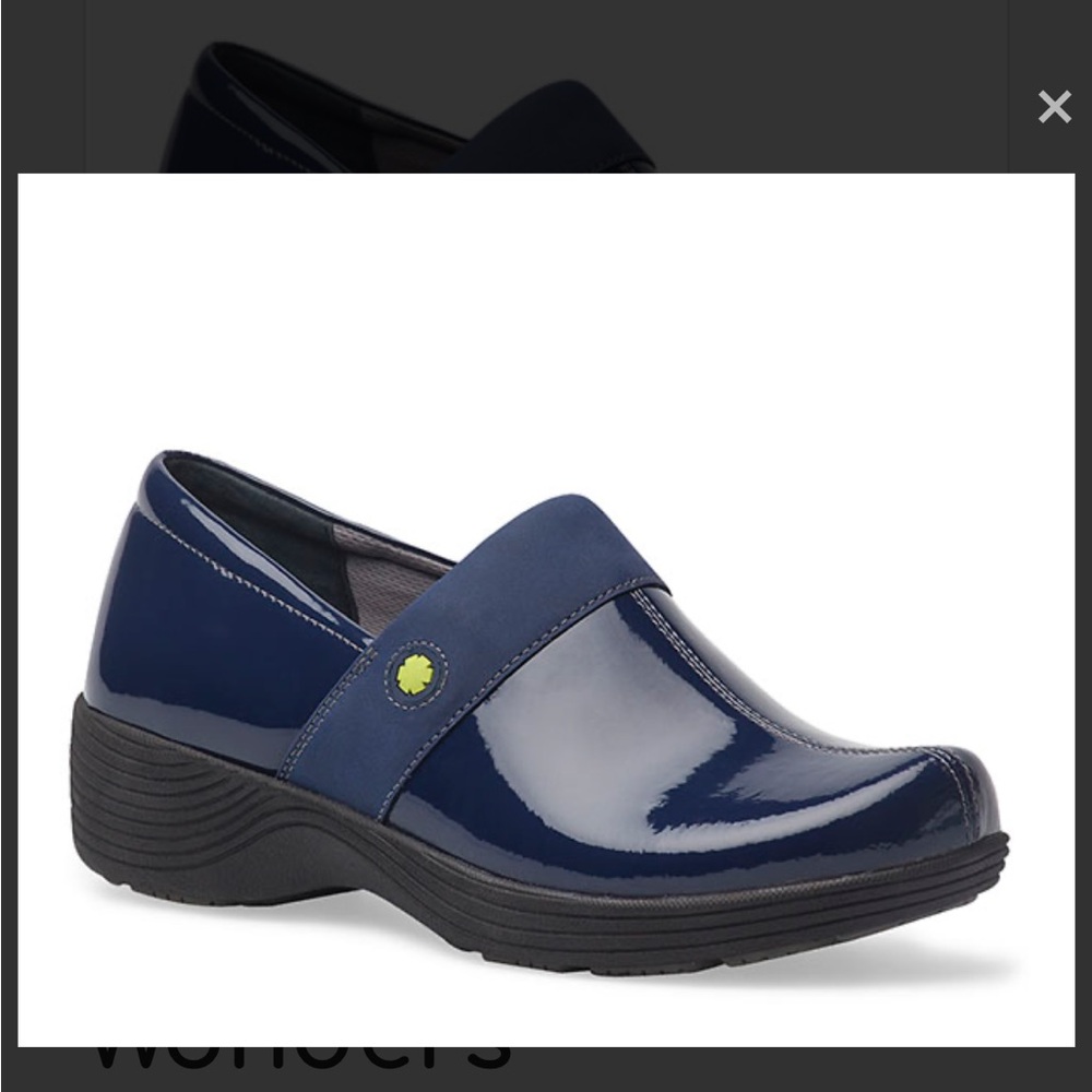 Navy Patent Slip-On Comfort Mule